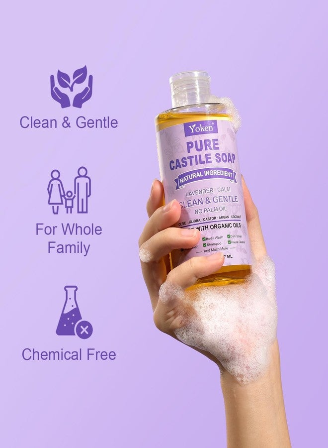 Yoken Pure Castile Soap Liquid Lavender 8 OZ, Made with Certified Organic Oils, Gentle Lavender Soap for Hands & Body Wash, Face, Dishes, Laundry & More - Vegan & Natural Ingredients Cleanser - Image 2